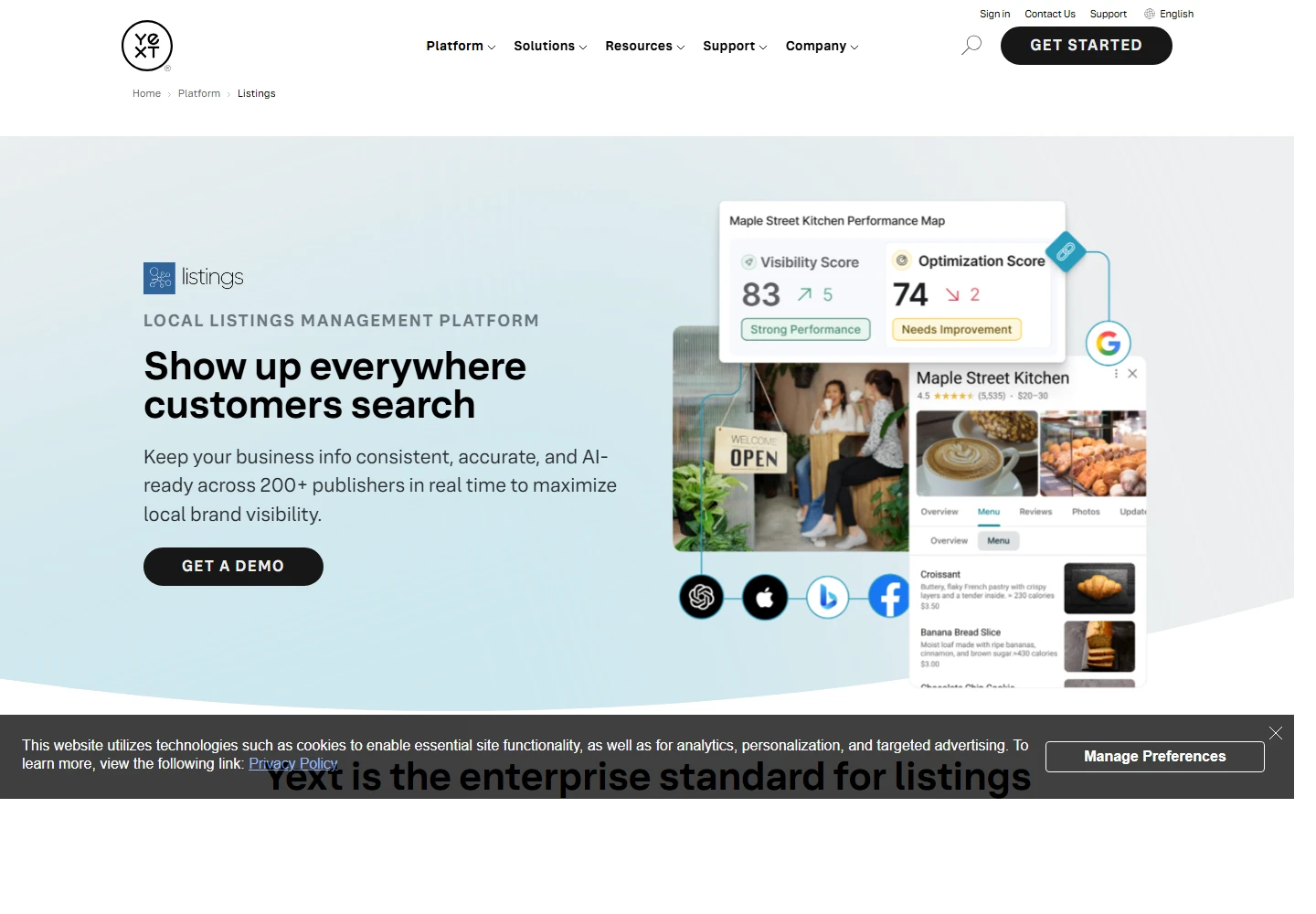Yext landing page