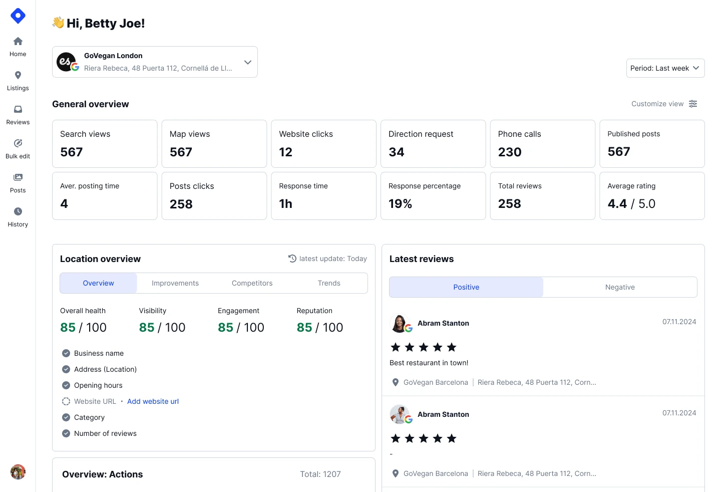 Localith multi-listing dashboard for managing many Google Business Profiles