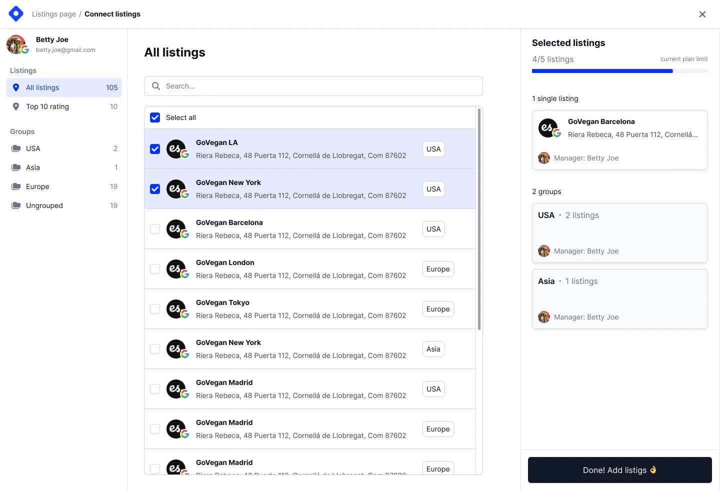 Ligar as localizações do Google Business Profile no Localith