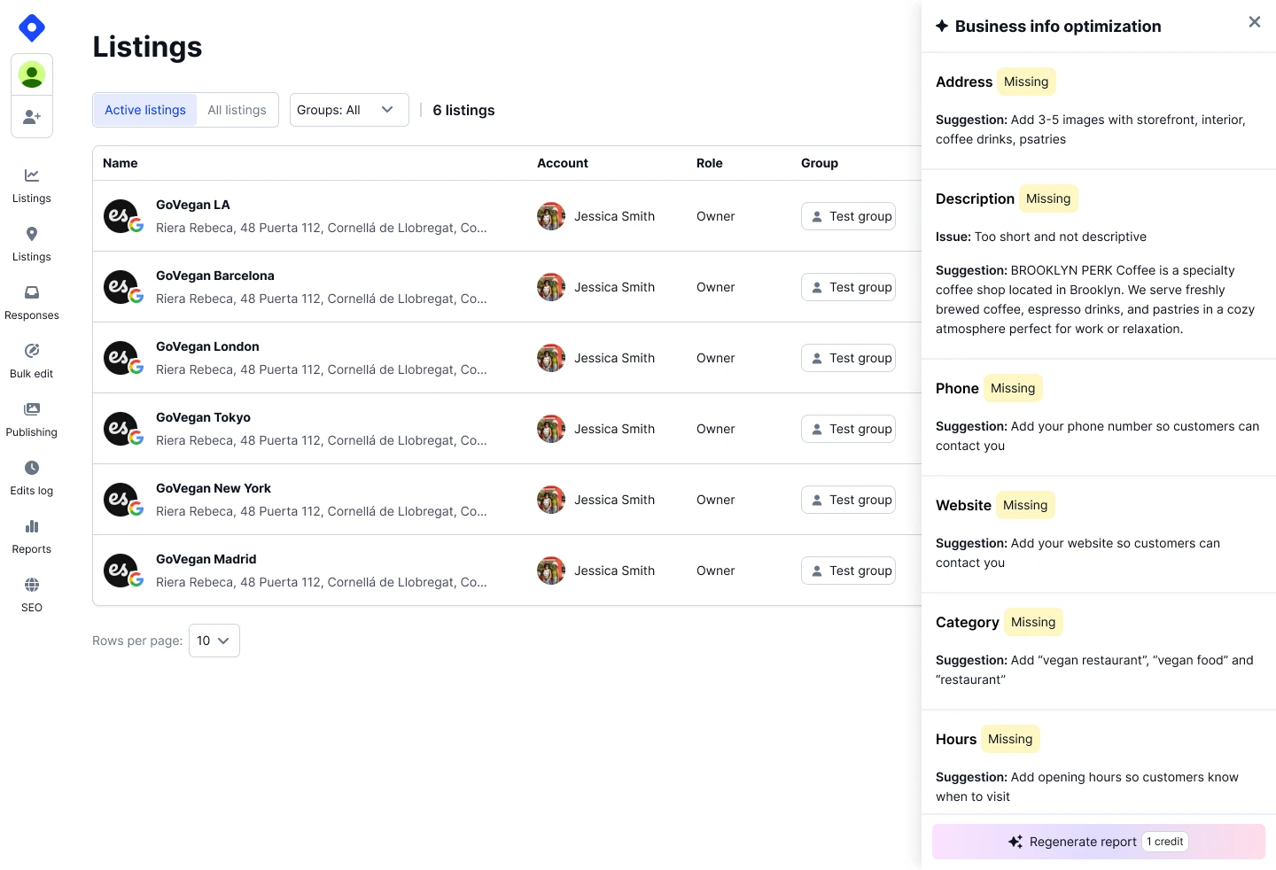 Ferramenta de auditoria e otimização de Google Business Profile
