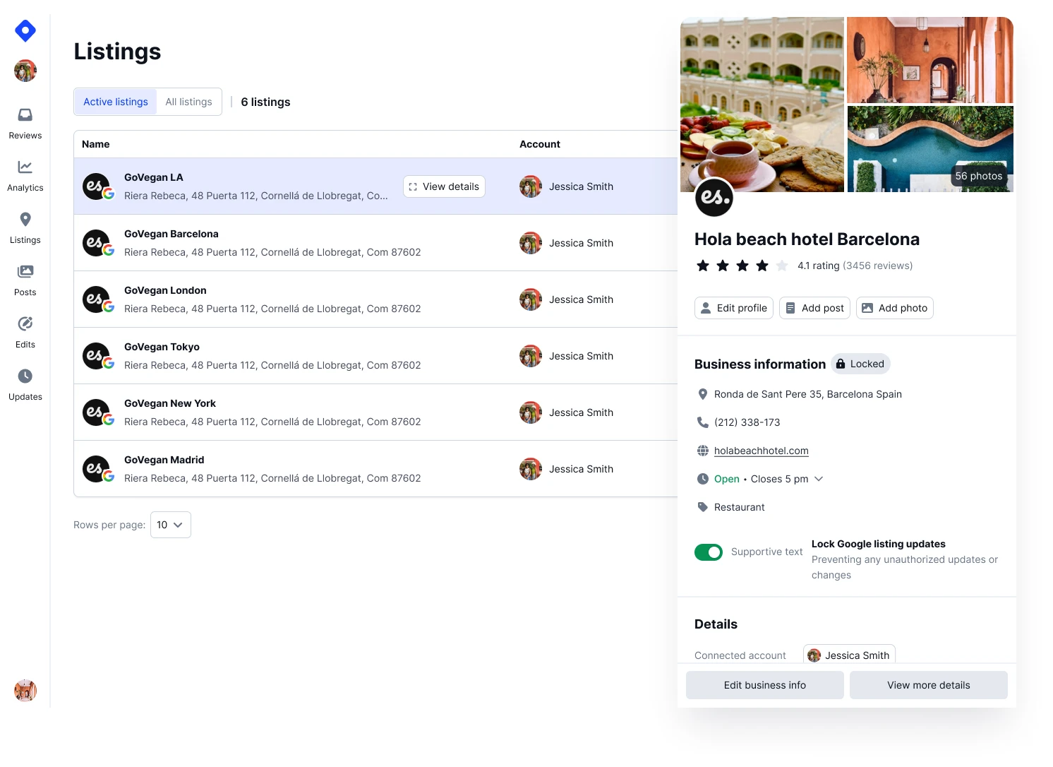 Campo de horários de uma ficha individual dentro do editor de detalhes da localização